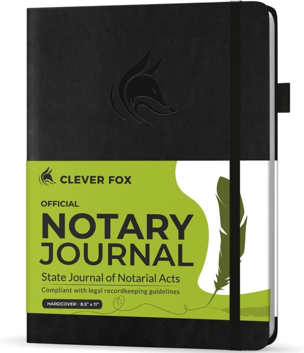 clever fox notary journal log book – notary public journal of notarial acts – supplies for notaries – 612 record entries, numbered pages, hardcover, 8.5x11″ (dark teal)