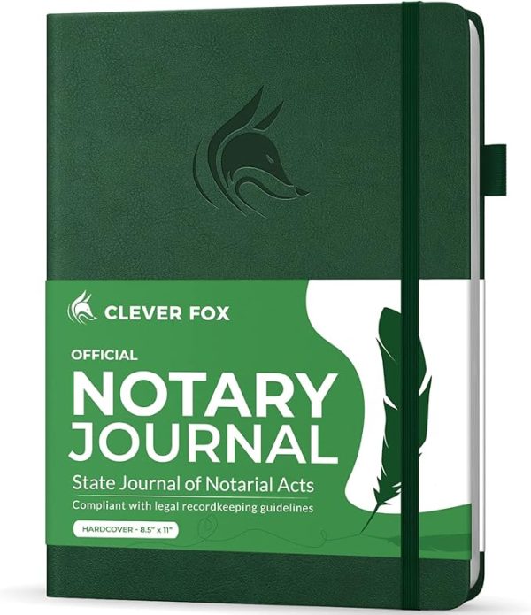 clever fox notary journal log book – notary public journal of notarial acts – supplies for notaries – 612 record entries, numbered pages, hardcover, 8.5x11″ (dark teal)
