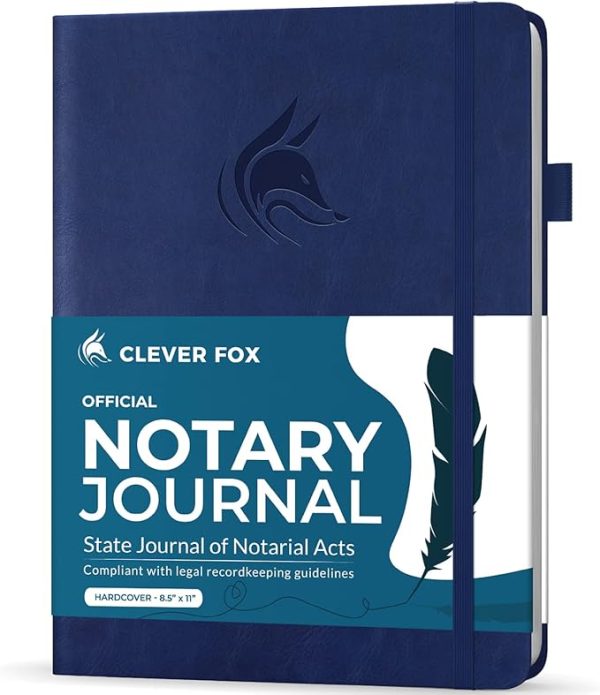 clever fox notary journal log book – notary public journal of notarial acts – supplies for notaries – 612 record entries, numbered pages, hardcover, 8.5x11″ (dark teal)