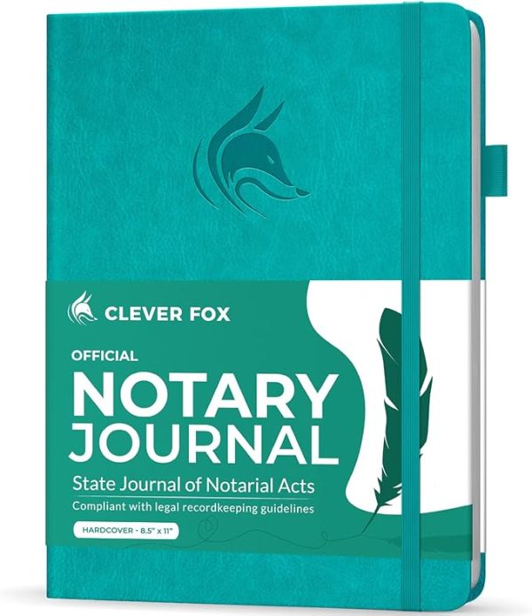 clever fox notary journal log book – notary public journal of notarial acts – supplies for notaries – 612 record entries, numbered pages, hardcover, 8.5x11″ (dark teal)