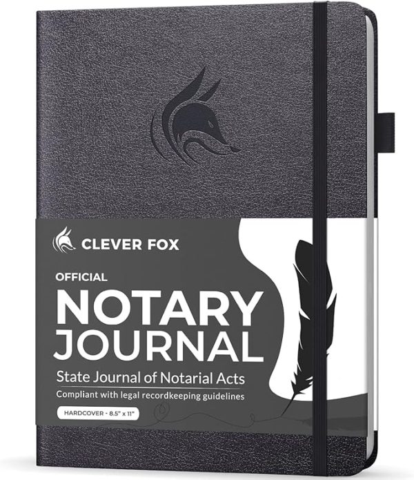 clever fox notary journal log book – notary public journal of notarial acts – supplies for notaries – 612 record entries, numbered pages, hardcover, 8.5x11″ (dark teal)